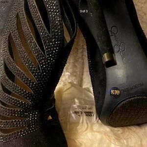 Jessica Simpson black rhinestone stiletto heels